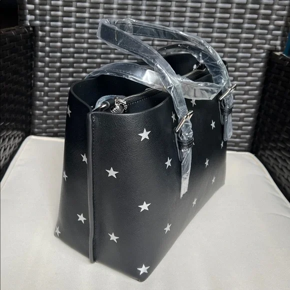 Star Print Tote Bag for Women Top-handle Crossbody Bag in Black - Picture 7 of 13